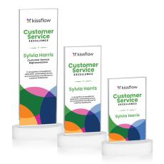 Heathrow Full Color White on Alberton Base Rectangle Crystal Award - Full Color Awards