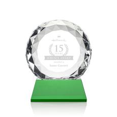 Seville Green on Newhaven Base Circle Crystal Award - Colored Crystal