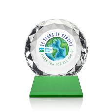 Seville Full Color Green on Cleveland Base Circle Crystal Award - Corporate Awards