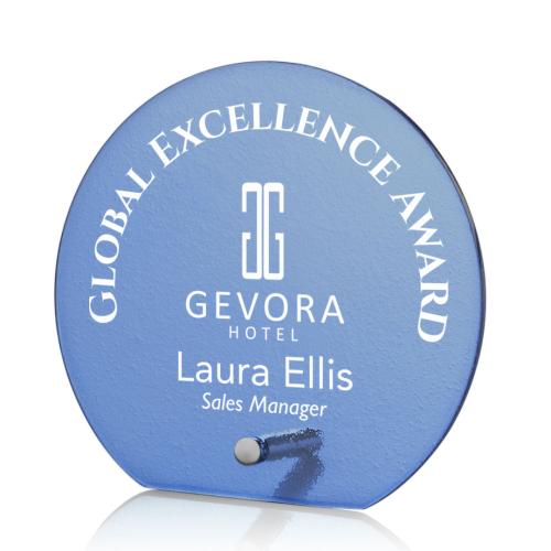 Corporate Awards - Award Plaques - Atchison Blue Silver Circle Glass Award
