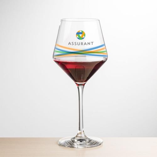 Corporate Recognition Gifts - Etched Barware - Wine Glasses - Tucson Burgundy Wine - Full Color