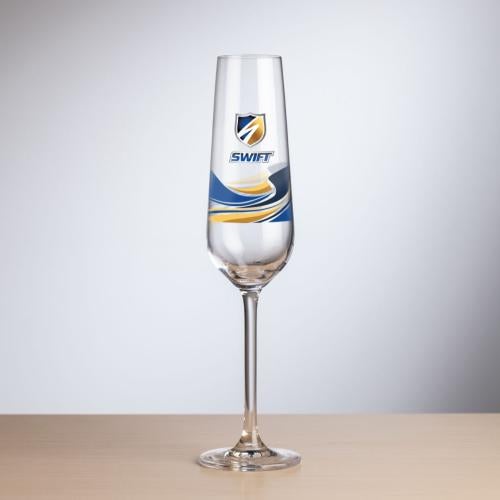 Corporate Recognition Gifts - Etched Barware - Elderwood Flute - Full Color