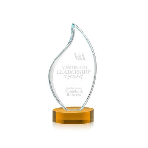 Corporate Awards - Crystal Awards - Odessy Amber on Alberton Base Flame Crystal Award
