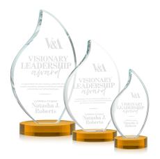 Odessy Amber on Alberton Base Flame Crystal Award - Crystal Flame Awards