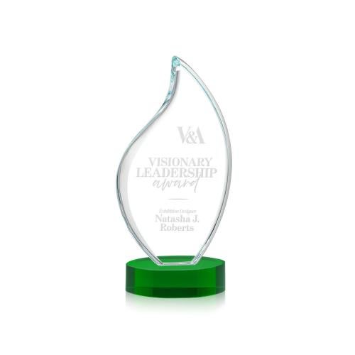Corporate Awards - Crystal Awards - Odessy Green on Alberton Base Flame Crystal Award