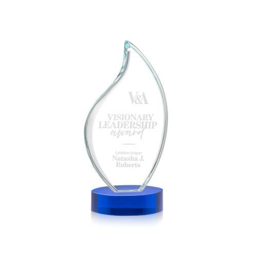Corporate Awards - Crystal Awards - Odessy Blue on Alberton Base Flame Crystal Award
