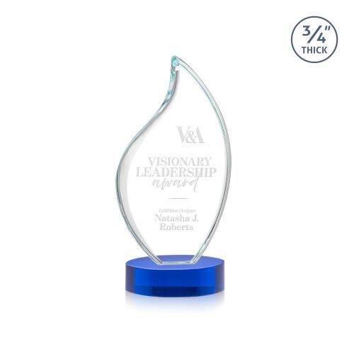 Corporate Awards - Crystal Awards - Odessy Blue on Alberton Base Flame Crystal Award