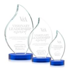 Odessy Blue on Alberton Base Flame Crystal Award - Colored Glass Awards
