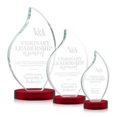 Odessy Red on Alberton Base Flame Crystal Award - Colored Glass Awards