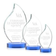 Odessy Sky Blue on Alberton Base Flame Crystal Award - Crystal Flame Awards