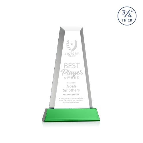 Corporate Awards - Crystal Awards - Imperial Tower on Newhaven Base - Green