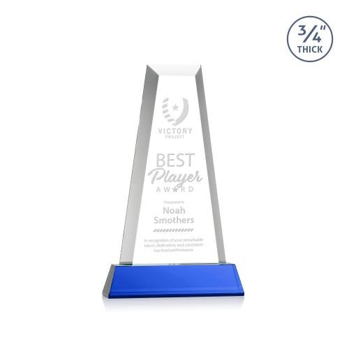 Corporate Awards - Crystal Awards - Imperial Tower on Newhaven Base - Blue