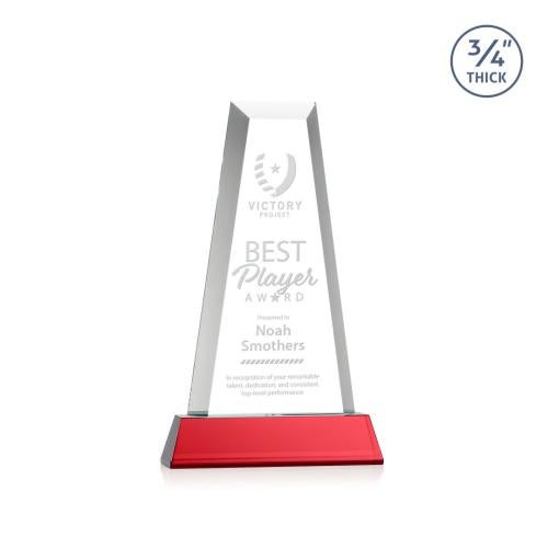 Corporate Awards - Crystal Awards - Imperial Tower on Newhaven Base - Red