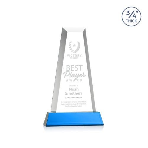 Corporate Awards - Crystal Awards - Imperial Tower on Newhaven Base - Sky Blue