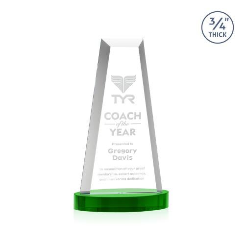 Corporate Awards - Crystal Awards - Imperial Tower on Alberton Base - Green