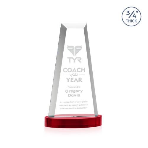 Corporate Awards - Crystal Awards - Imperial Tower on Alberton Base - Red