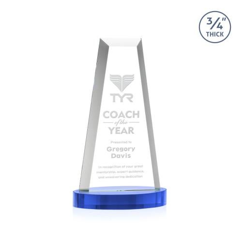 Corporate Awards - Crystal Awards - Imperial Tower on Alberton Base - Sky Blue