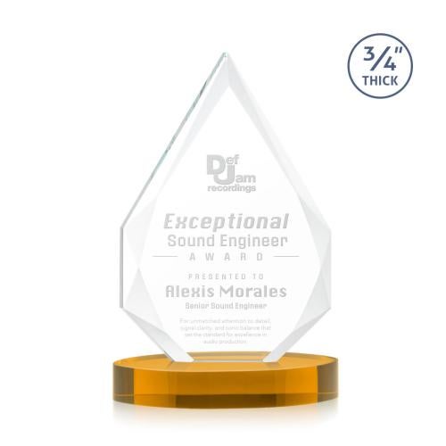 Corporate Awards - Crystal Awards - Hawthorne Amber on Alberton Base Arch & Crescent Crystal Award