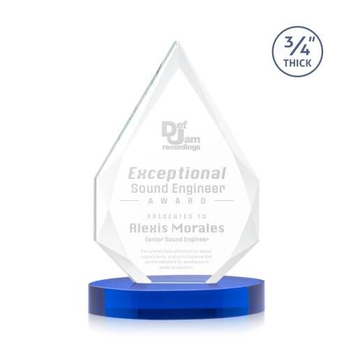Corporate Awards - Crystal Awards - Hawthorne Blue on Alberton Base Arch & Crescent Crystal Award