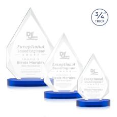 Hawthorne Blue on Alberton Base Arch & Crescent Crystal Award - Colored Crystal