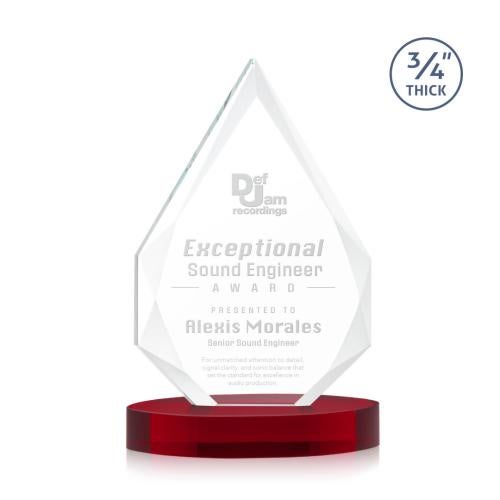 Corporate Awards - Crystal Awards - Hawthorne Red on Alberton Base Arch & Crescent Crystal Award