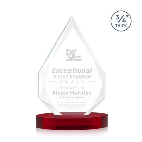 Corporate Awards - Crystal Awards - Hawthorne Red on Alberton Base Peak Crystal Award