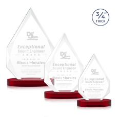 Hawthorne Red on Alberton Base Peak Crystal Award - Sales Awards