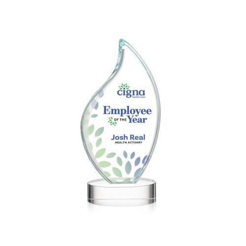 Corporate Awards - Crystal Awards - Odessy  Full Color Clear on Alberton Base Flame Crystal Award