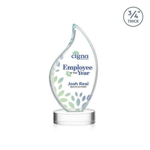 Corporate Awards - Crystal Awards - Odessy  Full Color Clear on Alberton Base Flame Crystal Award