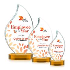 Odessy Full Color Amber on Alberton Base Flame Crystal Award - Crystal Flame Awards