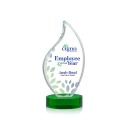 Odessy Full Color Green on Alberton Base Flame Crystal Award