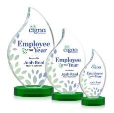 Odessy Full Color Green on Alberton Base Flame Crystal Award - Crystal Flame Awards