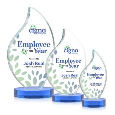 Odessy Full Color Sky Blue on Alberton Base Flame Crystal Award - Corporate Awards