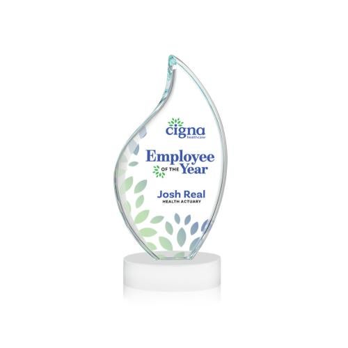 Corporate Awards - Crystal Awards - Odessy Full Color White on Alberton Base Flame Crystal Award