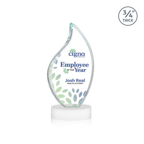 Corporate Awards - Crystal Awards - Odessy Full Color White on Alberton Base Flame Crystal Award
