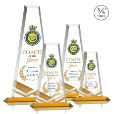 Imperial Full Color Amber Obelisk Crystal Award - Sales Awards