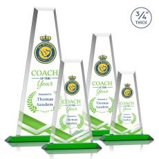 Imperial Full Color Green Obelisk Crystal Award - Colored Glass Awards