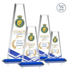 Imperial Full Color Blue Obelisk Crystal Award - Sales Awards