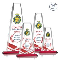 Imperial Full Color Red Obelisk Crystal Award - Corporate Awards
