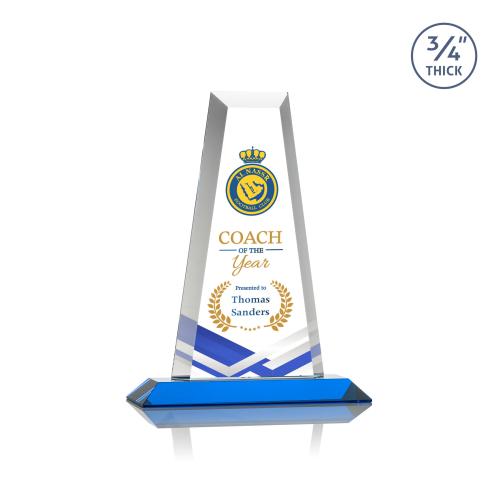 Corporate Awards - Crystal Awards - Imperial Full Color Sky Blue Obelisk Crystal Award