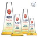 Imperial Full Color Amber on Newhaven Base Obelisk Crystal Award