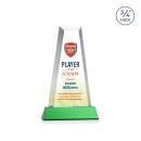 Imperial Full Color Green on Newhaven Base Obelisk Crystal Award