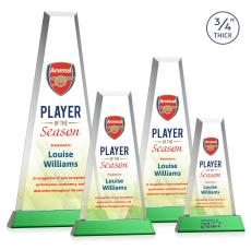 Imperial Full Color Green on Newhaven Base Obelisk Crystal Award - Sales Awards