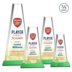 Imperial Full Color Green on Newhaven Base Obelisk Crystal Award - Glass Awards