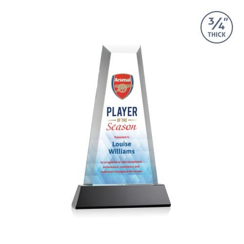 Corporate Awards - Crystal Awards - Imperial  Full Color Black on Newhaven Base Obelisk Crystal Award