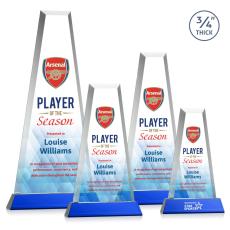 Imperial Full Color Blue on Newhaven Base Obelisk Crystal Award - Glass Awards