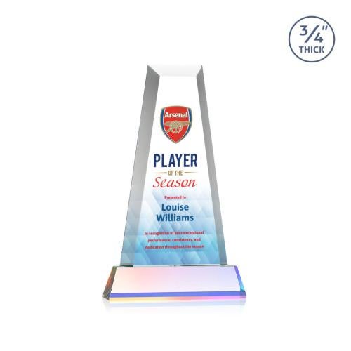 Corporate Awards - Crystal Awards - Imperial Full Color Prismatic on Newhaven Base Obelisk Crystal Award