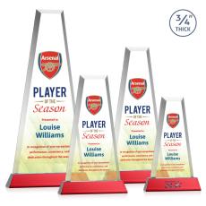 Imperial Full Color Red on Newhaven Base Obelisk Crystal Award - Crystal Awards