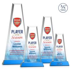 Imperial Full Color Sky Blue on Newhaven Base Obelisk Crystal Award - Crystal Awards