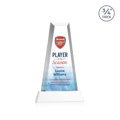 Corporate Awards - Crystal Awards - Imperial Full Color White on Newhaven Base Obelisk Crystal Award